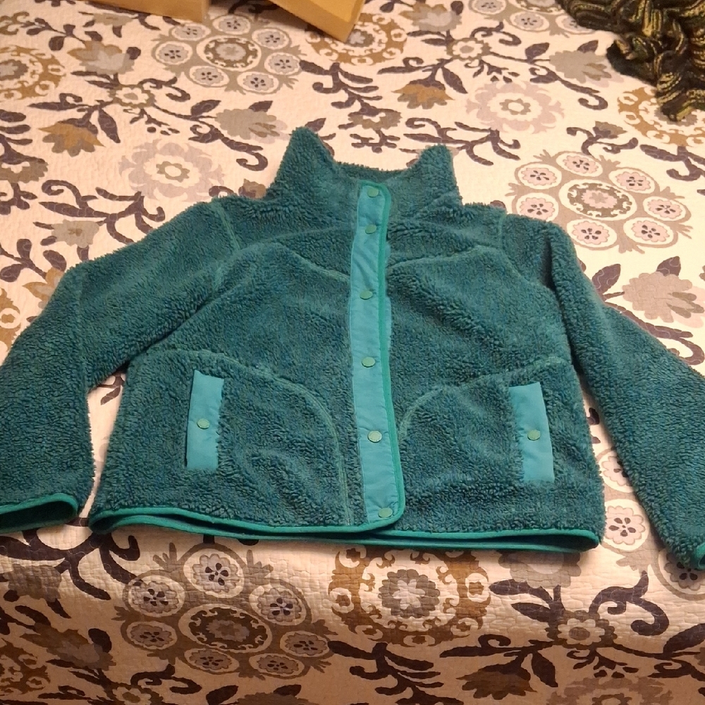 L.L.Bean women's Size xl spruce green Teal Fleece Jacket